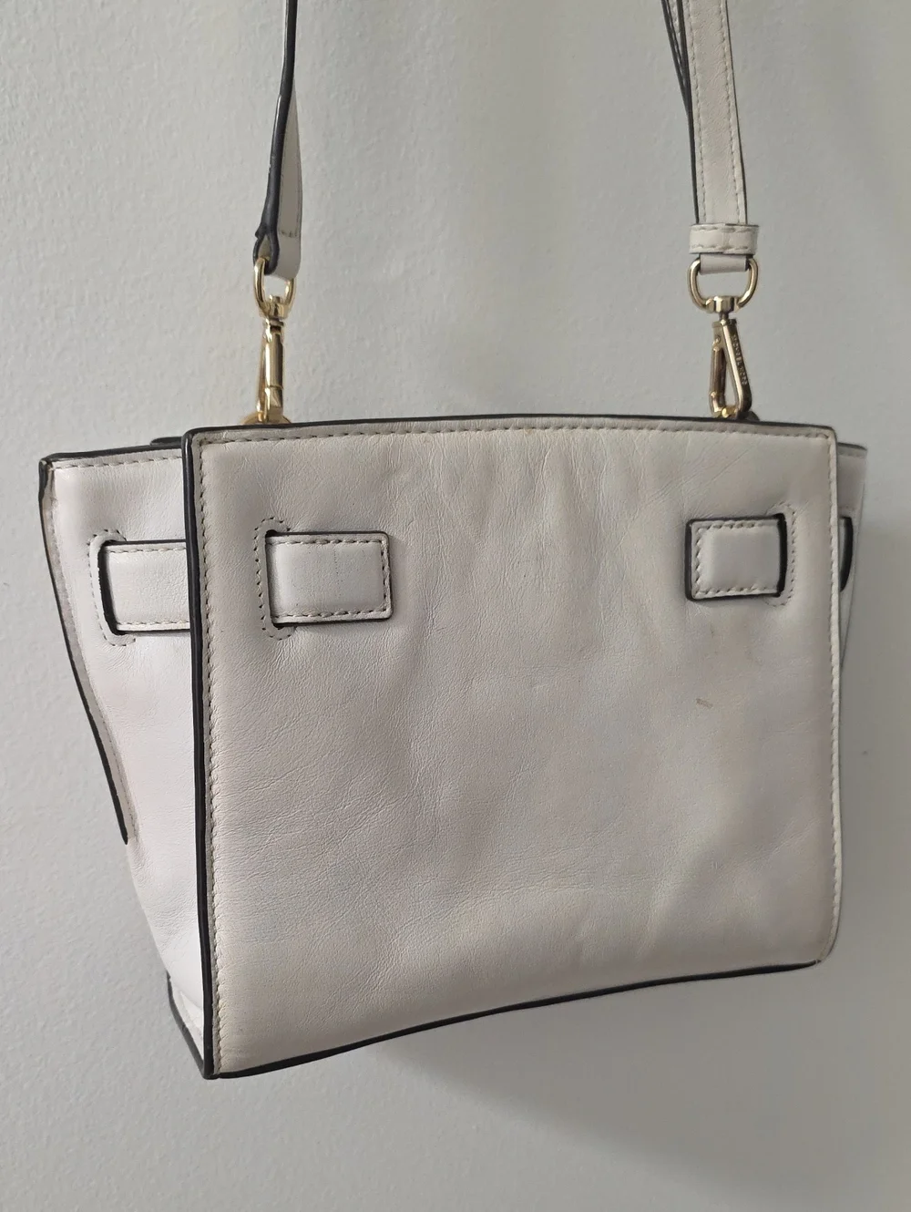 Michael Kors Hamilton Crossbody White Leather Gold Hardware Excellent Condition